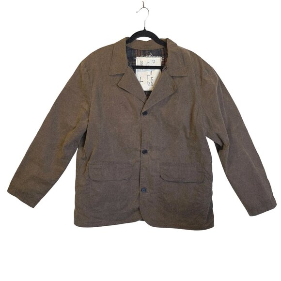 Billy Reid Mens Waxed Jacket Large Blazer Hunting Chore Work Brown Utility Canva - Picture 1 of 10